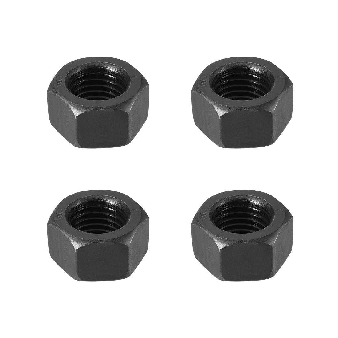 Hex Nuts, M20x2.5mm Metric Coarse Thread Hexagon Nut, Carbon Steel, Pack of 4 (Black)