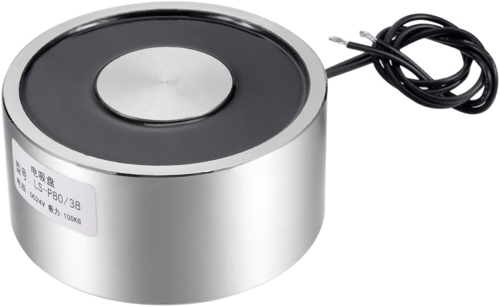 DC24V 1000N Force Eelectric Lifting Magnet Electromagnet Solenoid Lift Holding 80mm X 38mm Silver Tone