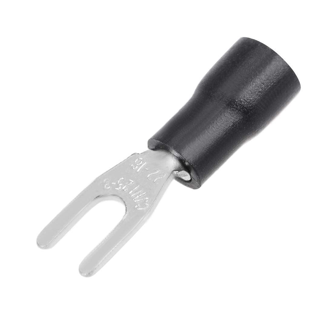 100Pcs SV1.25-3 Insulated Fork Spade U-Type Wire Connector Electrical Crimp Terminal 22-16AWG Black