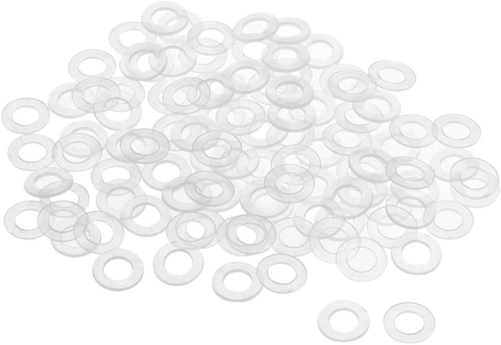 Nylon Flat Washers M6 11mm OD 6mm ID 0.8mm Thickness Sealing Gasket for Faucet Pipe Water Hose, Clear, Pack of 100