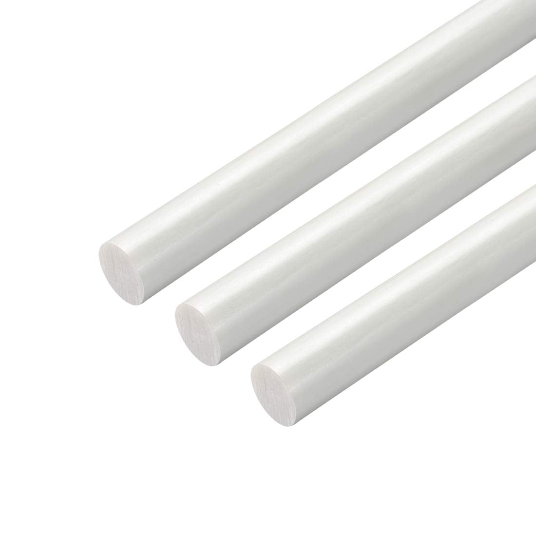 Plastic Round Rod,3/8 inch Dia 20 inch Length, White FRP Fiberglass Round Rod Engineering Plastic Bar 3pcs