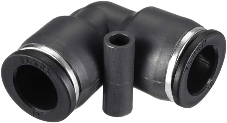 Plastic Elbow Push to Connect Tube Fitting 12mm Tube OD Pneumatic Air Push Fit Lock Fitting Black 2pcs