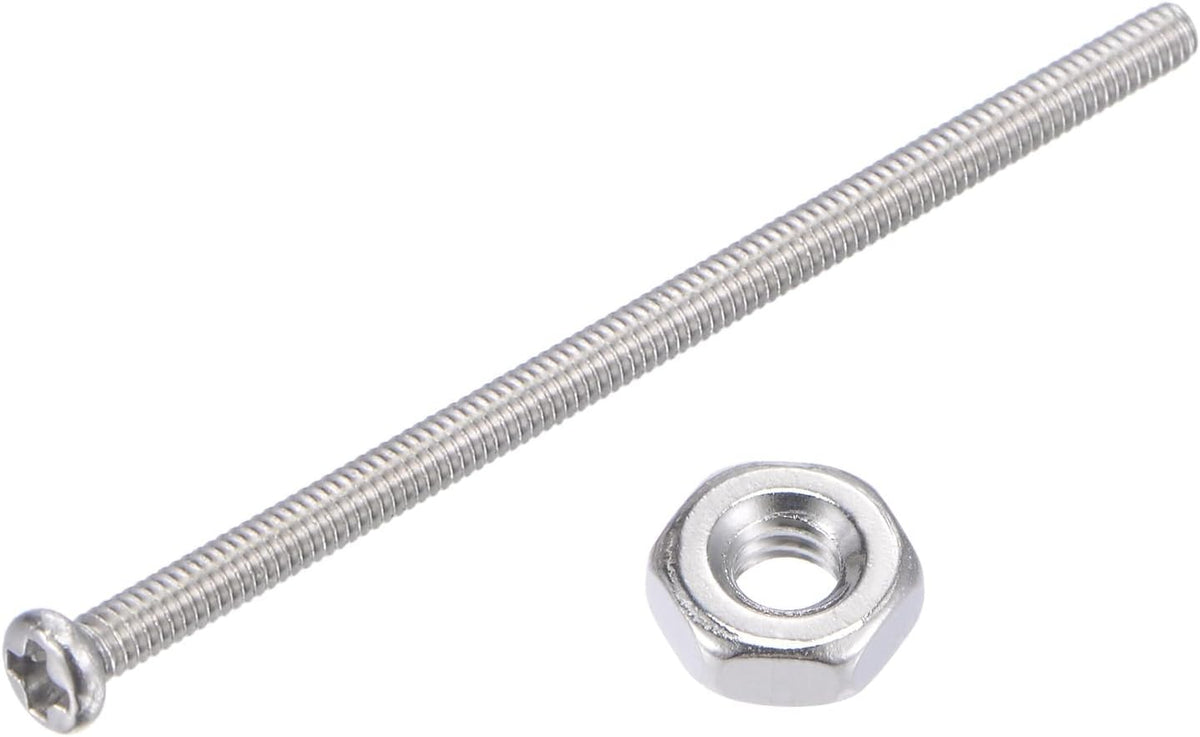 60pcs M2 x 40mm 304 Stainless Steel Phillips Round Head Screws with 200pcs M2 Carbon Steel Hex Nut