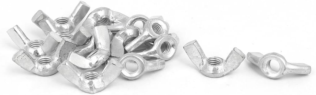 6mm Female Thread Metal Butterfly Wing Nut Fasteners Silver Tone 15pcs