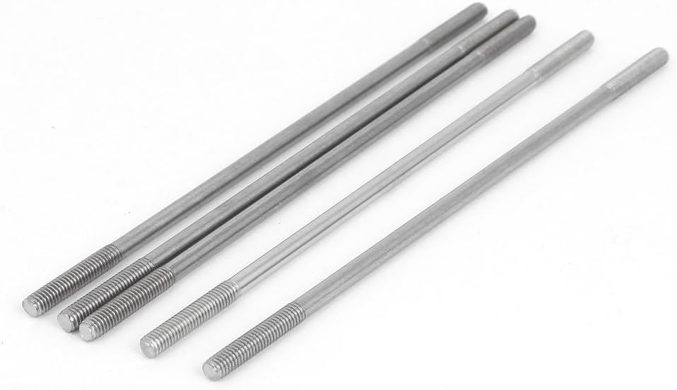 M4x130mm 304 Stainless Steel Double End Threaded Stud Screw Bolt 5pcs