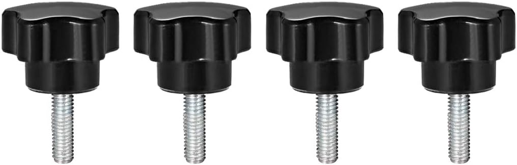 4 Pcs Star Knobs Grips M5 x 10mm Male Thread Steel Zinc Stud Replacement PP