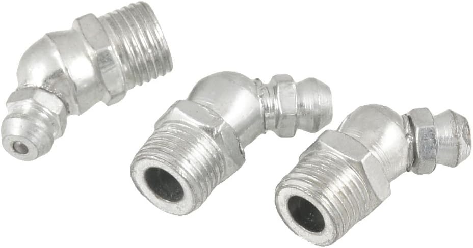 3 Pcs M10x1 Thread 45 Degree Angle Hydraulic Grease Nipple Zerk Silver Tone