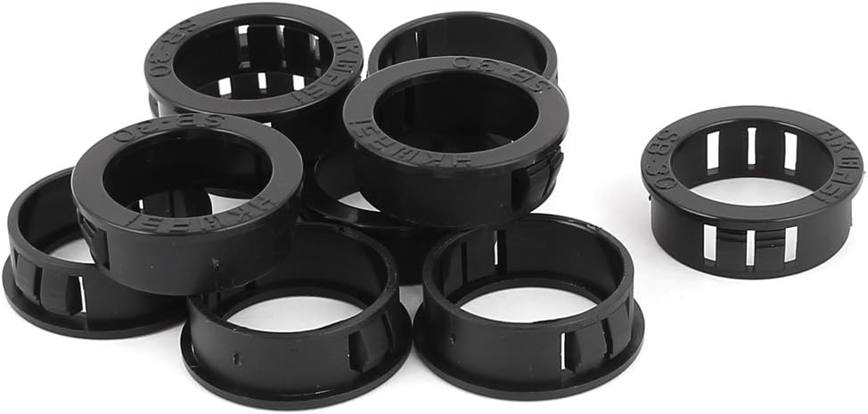 10Pcs Black Plastic 30mm Cable Hose Snap Locking Bushing Protective Grommet