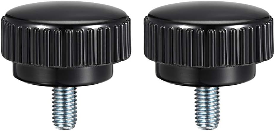 M8 x 15mm Metric Male Thread Knurled Clamping Knobs Grip Thumb Screw on Type Plastic Threaded Hand Bolt Knobs Black 2 Pcs