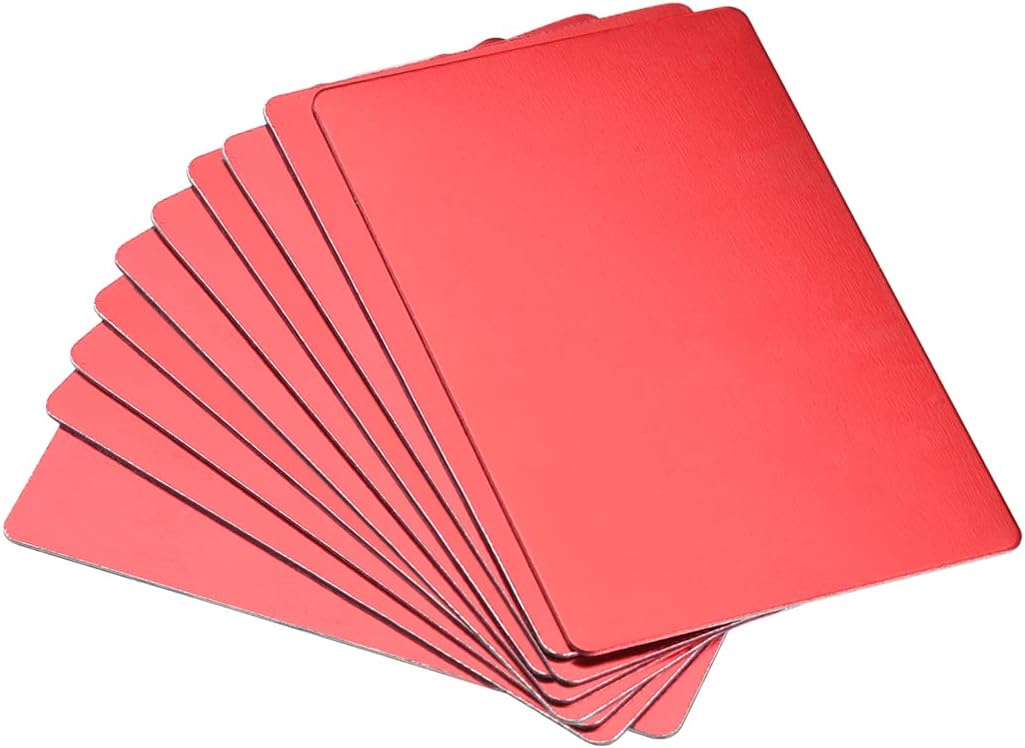 Blank Metal Business Card 66x45x0.6mm Anodized Aluminum Plate for DIY Laser Printing Red 15 Pcs