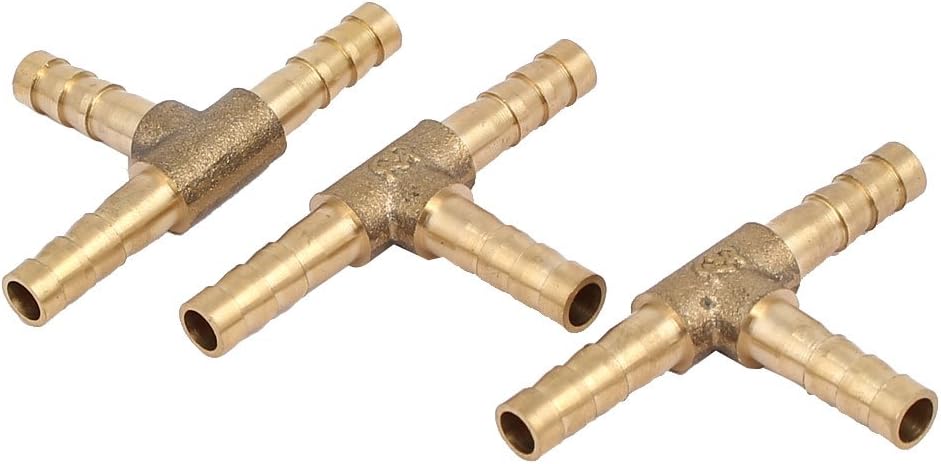 6mm Dia T-Shaped 3-Way Hose Barb Pipe Connectors Coupling Fittings 3pcs