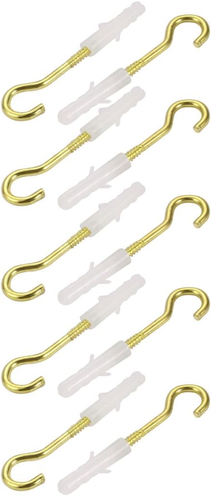 10pcs 6mmx30mm Self Drilling Drywall Anchor with Brass Plated Screw Hook Eye