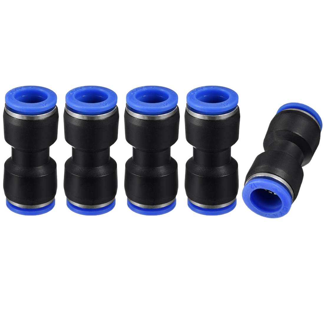 Plastic Straight Union Push to Connect Tube Fittings 12mm OD Push Fit Lock Blue 5pcs