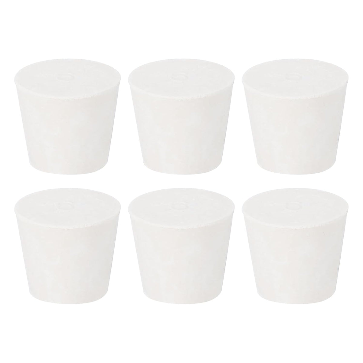 6Pcs Solid Rubber Stoppers, White 6# Tapered Lab Plugs Lab Seal Tube Stopper Plug for Industry and Laboratories, 33x25x28mm