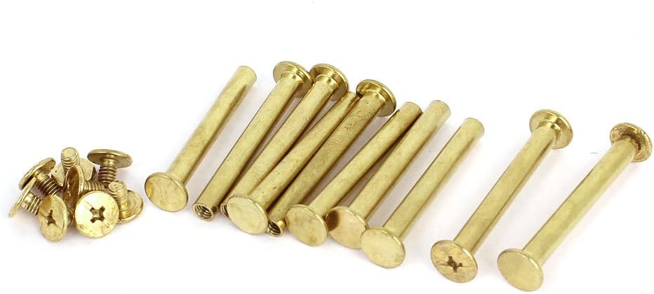 Scrapbook Leather 5x40mm Brass Plated Binding Chicago Screw Post 10pcs