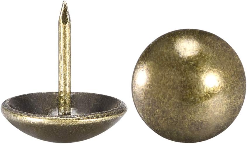 Upholstery Nails Tacks 16mm Dia 17mm Height Retro Round Thumb Push Pins Bronze Tone for Furniture Sofa Headboards, 30 Pcs
