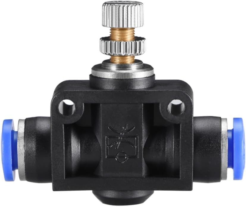 6mm Tube OD Pneumatic Air Flow Control Valve with Push-to-Connect Fitting,Straight Air Pneumatic Flow In-Line Speed Controller Valve