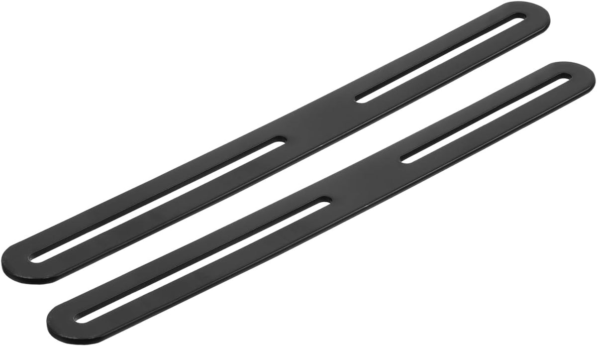 2Pcs Adjustable Flat Mending Plate Support with Slot, 11.02 x 0.94 Inch Stainless Steel Slotted Straight Brace Brackets for Wooden Furniture, Black