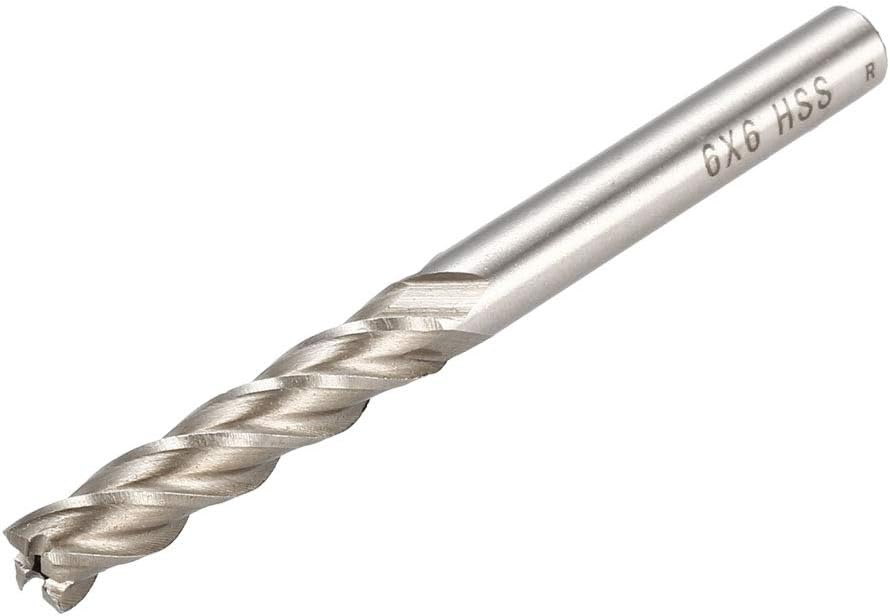 6x6x24x68mm Helical Groove 4 Flutes HSS-AL Cutter End Mill Gray