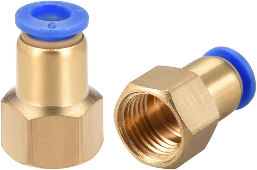 Push to Connect Tube Fitting Adapter 6mm Tube OD x PT1/4 Female Straight Pneumatic Connecter Connect Pipe Fitting 2pcs