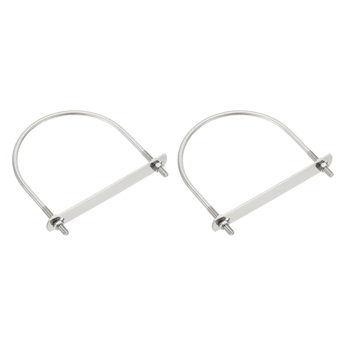 M6 U-Bolts, 2 Sets 108mm(4.25") Inner Width 130mm Length 304 Stainless Steel Round Bend U Clamp with Nuts and Plates for Ski Boat, Fishing Boat