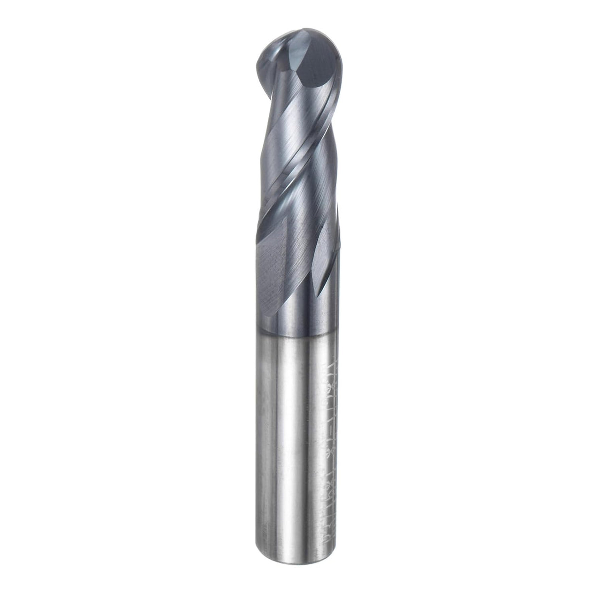 Ball Nose End Mill CNC Router Bit, 3/16" Radius 3/8" Shank Solid Carbide AlTiN Coated Upcut Spiral 2 Flutes Cutter Milling Tool, 3/8" Dia 2-1/2" Total Length