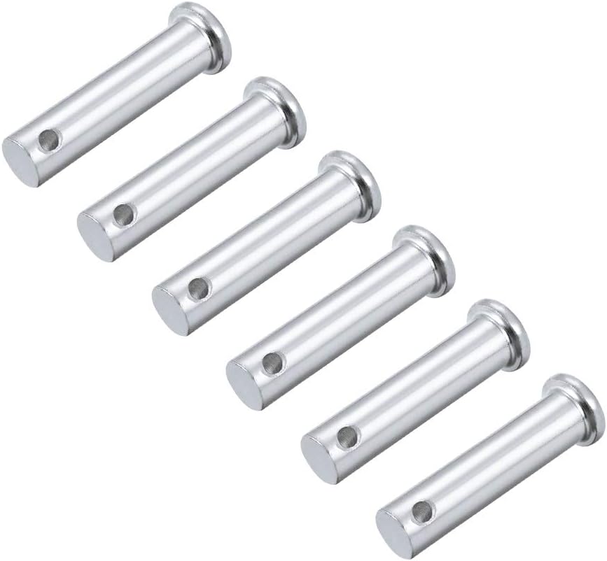 Single Hole Clevis Pins - 10mm X 40mm Flat Head Zinc-Plating Solid Steel Link Hinge Pin 6Pcs