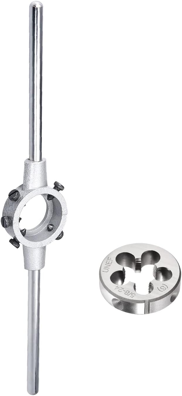 5/8-24 UNEF Round Dies Machine Thread Threading Dies 1.5" OD Tool Steel, Die Stock Handle Wrench 38mm Dia M12-M14 Metric Round Die Holder
