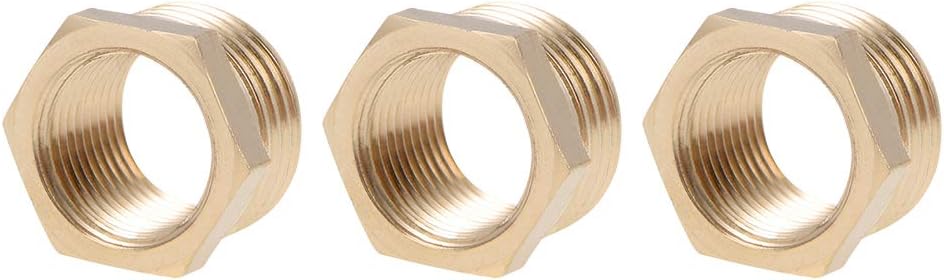 Brass Threaded Pipe Fitting G1/2 Male X G3/8 Female Hex Bushing Adapter 3pcs