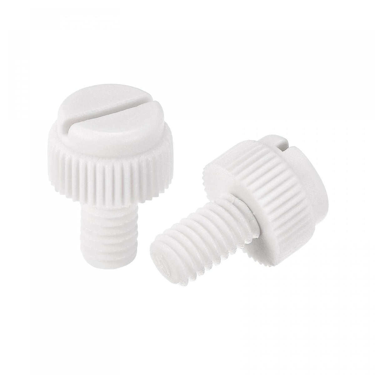 Plastic Machine Screws, M6x10mm PP Slotted Knurled Fasteners Bolts for Electronics, Communications, White, 20Pcs