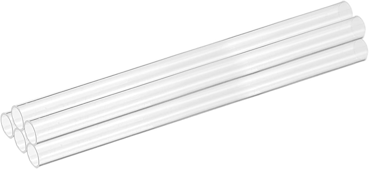 8Pcs Clear Rigid Acrylic Pipe, 6mm(0.24") ID x 8mm(0.31") OD 6" Round Polycarbonate Tube Plastic Tubing for Plumbing, Lighting, Aquarium, DIY Projects