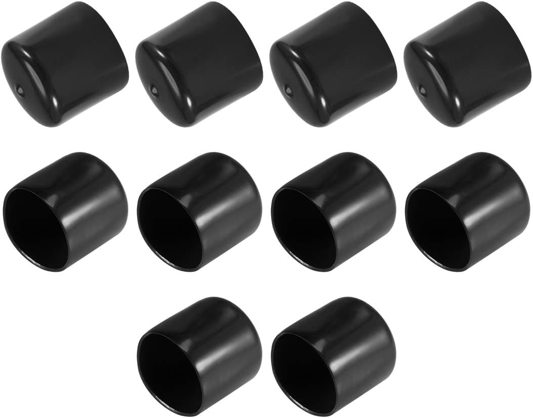 10pcs Rubber End Caps 45mm ID Vinyl Vinyl Round End Cap Cover Screw Thread Protectors Black