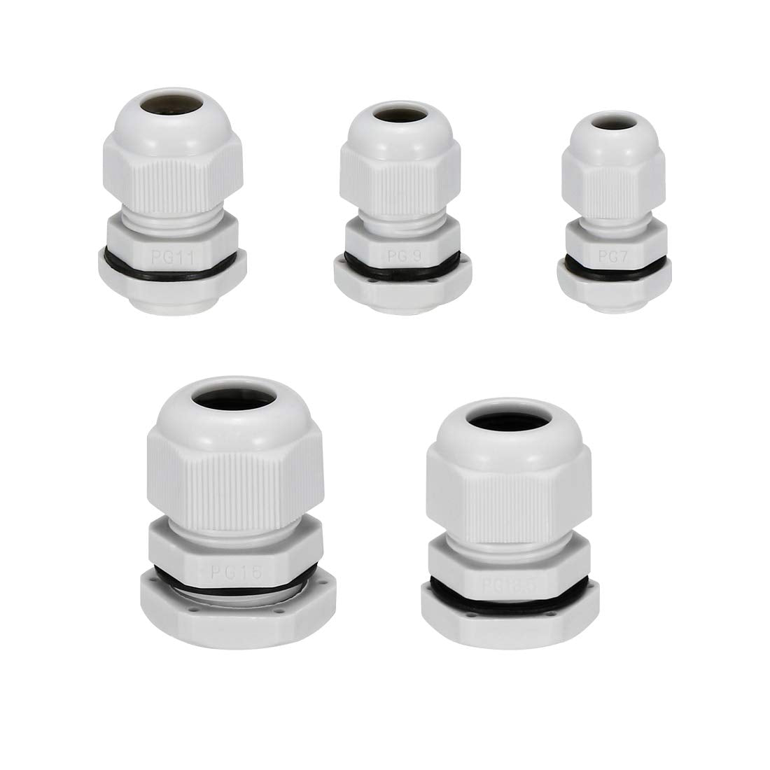 PG7 PG9 PG11 PG13.5 PG16 Cable Gland Waterproof Connector Joint Plastic Adjustable Locknut White for Cable Wire, Pack of 50