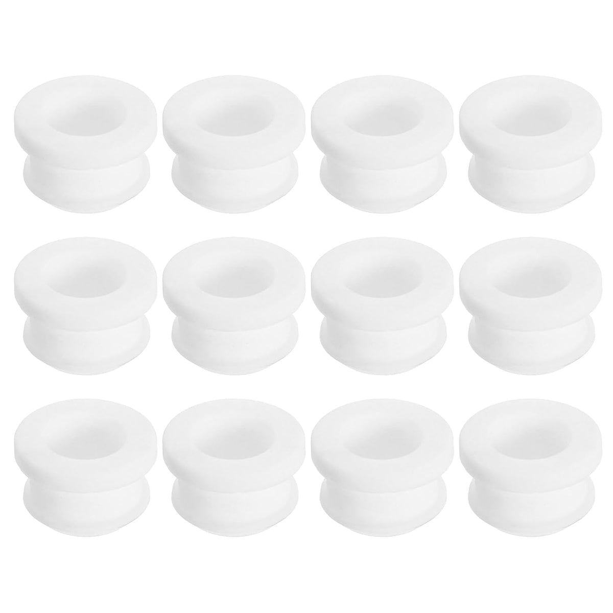 12Pcs Rubber Grommets 15mm Drill Hole, 11mm ID Hole Top Hat Grommet White Silicone Rubber Hole Plug Gasket for Wiring, Automotive
