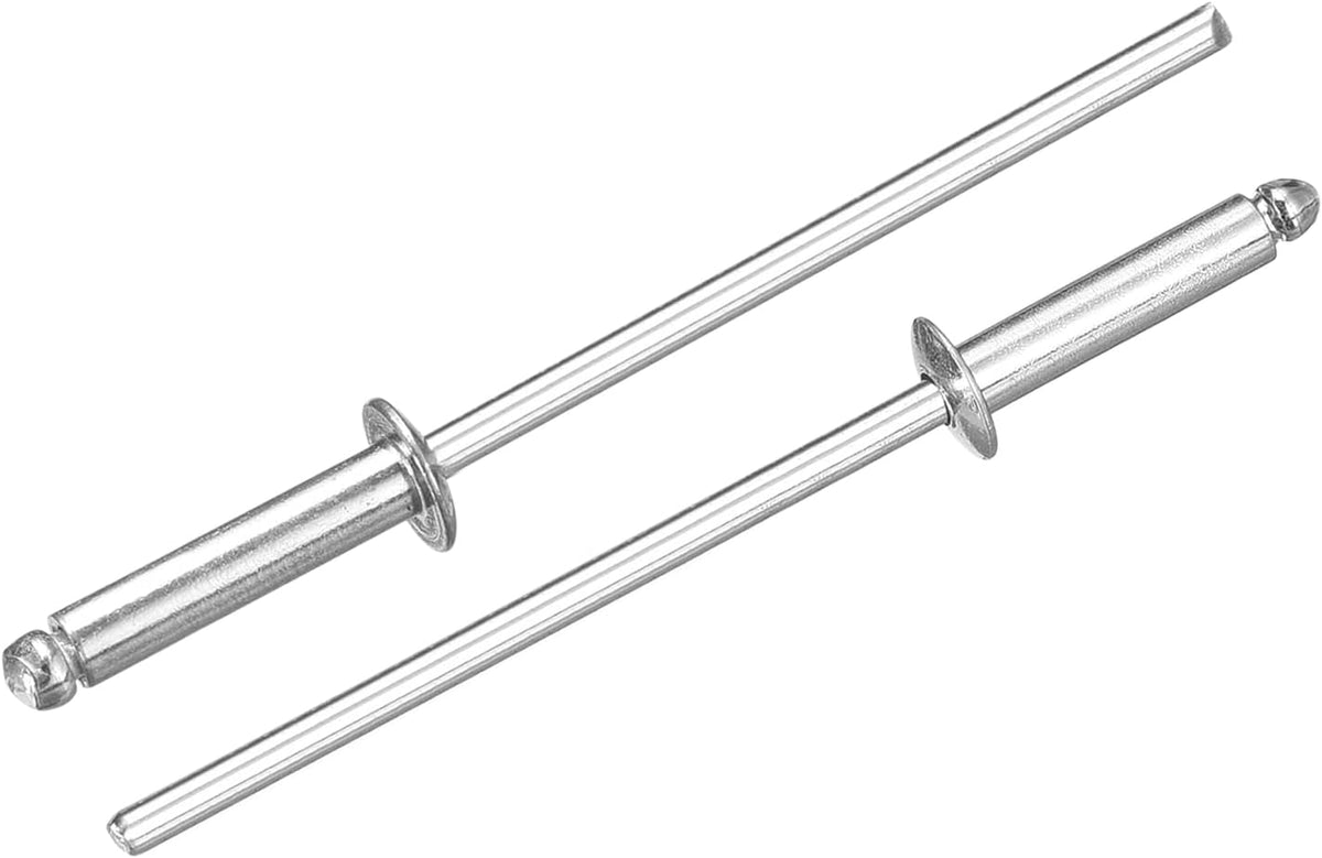 100Pcs 1/8"x1/2" Aluminum Dome-Head Blind Rivets, Open-End Type Blind Rivets for DIY, Sheet Metal, Automotive Repairs, Furniture, Boat, and Duct Work (Silver)