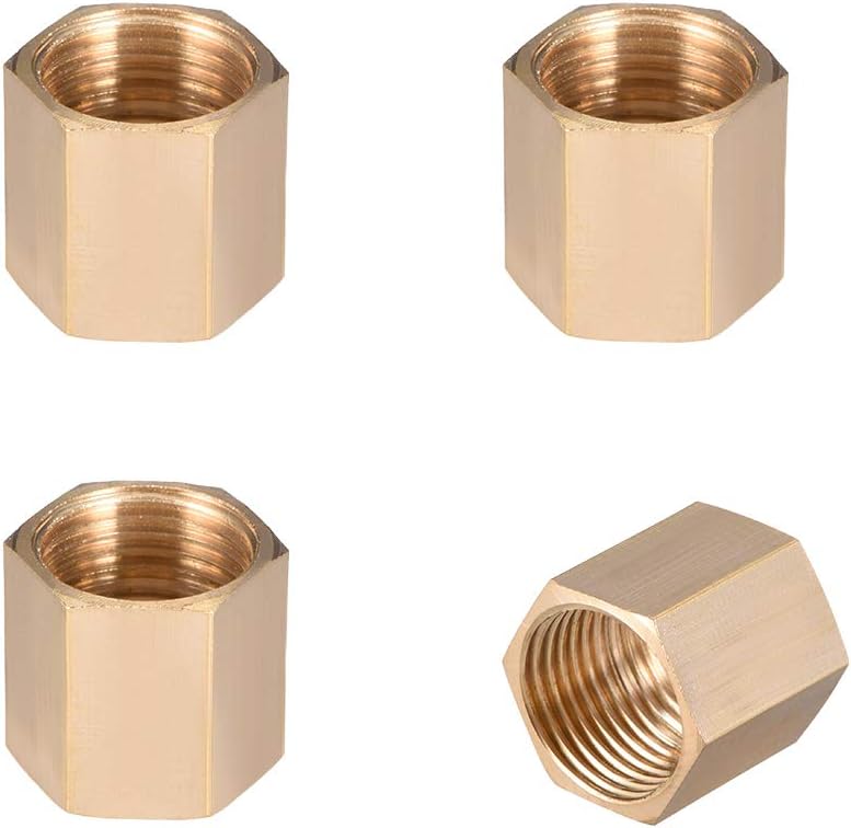 Brass Hex Rod Pipe Fitting G1/2 Female Thread Straight Coupling 4pcs