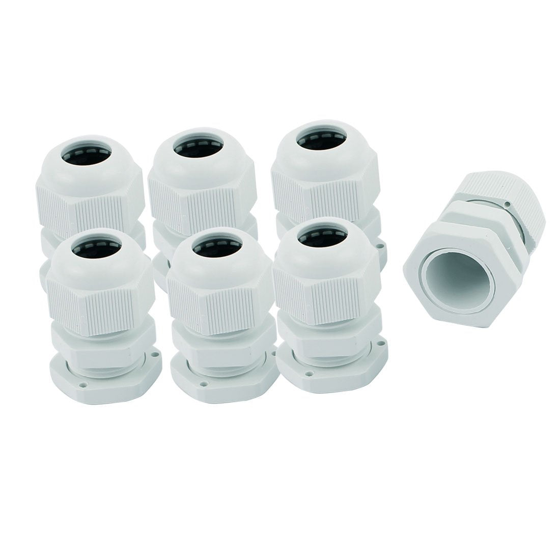 PG11 Waterproof Cable Gland Fixing Connector Joints Fastener 7 Pcs White