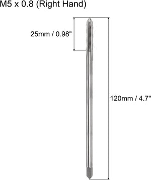 Metric Thread Tap M5 x 0.8 H2 120mm Extra Long Straight Flute Screw Thread Milling Machine Taps Threading Tapping Repair Tool