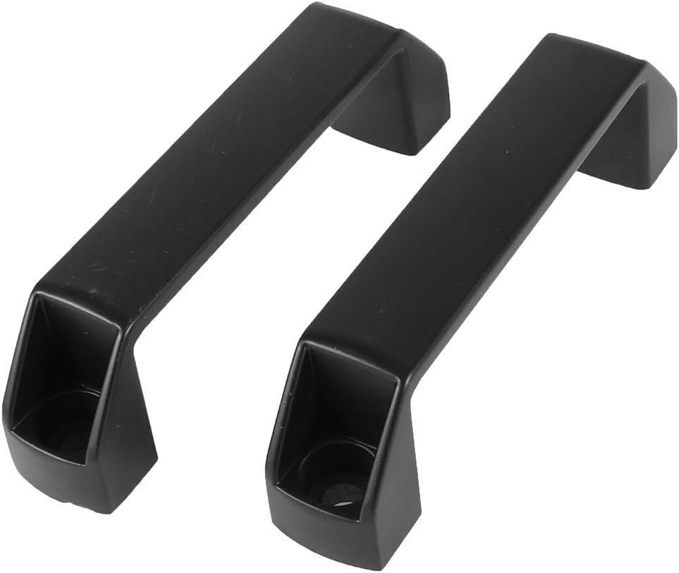 2pcs 8.4mm Mounting Hole Black Metal Cupboard Machine Door Pull Handle