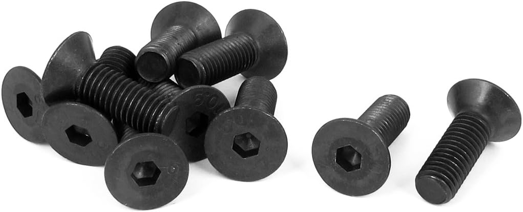 M10 x 30mm Metric Hex Socket Countersunk Head Screw Bolts Black 10PCS