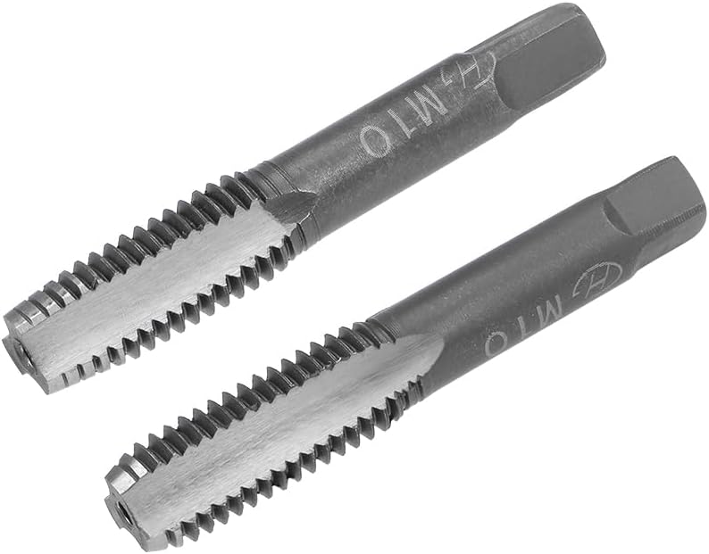 Metric Hand Tap M10 Thread 1.5 Pitch 3 Straight Flutes H2 Alloy Tool Steel Bottom & Taper Screw Tap Set Tapping Tools for Repairing 1 Pair