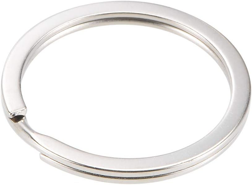 LinkMejor Split Key Ring 35mm Open Flat Jump Connector for Lanyard Zipper Handbag, Nickel Plated Iron, Pack of 10