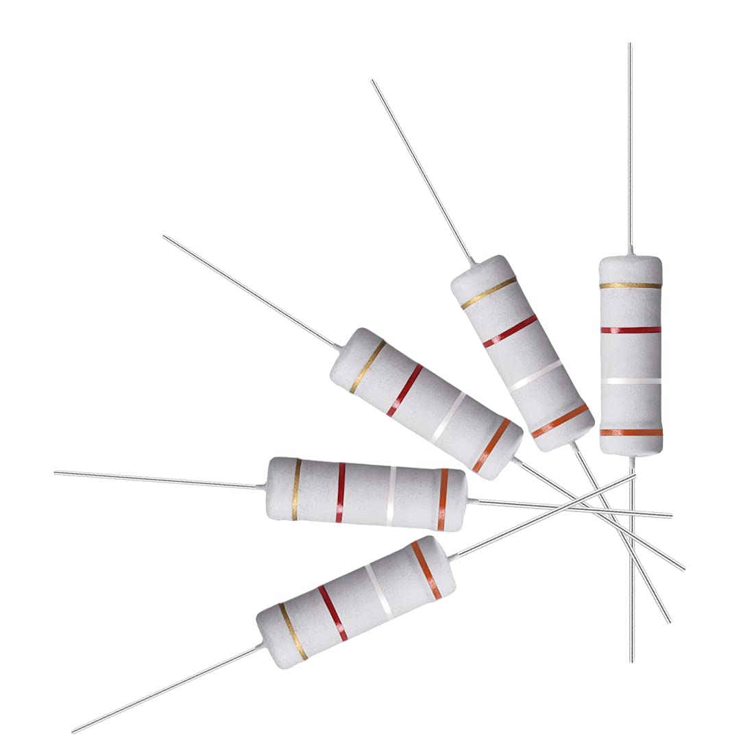 30Pcs 3.9K Ohm Resistor, 5W 5% Tolerance Metal Oxide Film Resistors, Axial Lead, Flame Proof for DIY Electronic Projects and Experiments