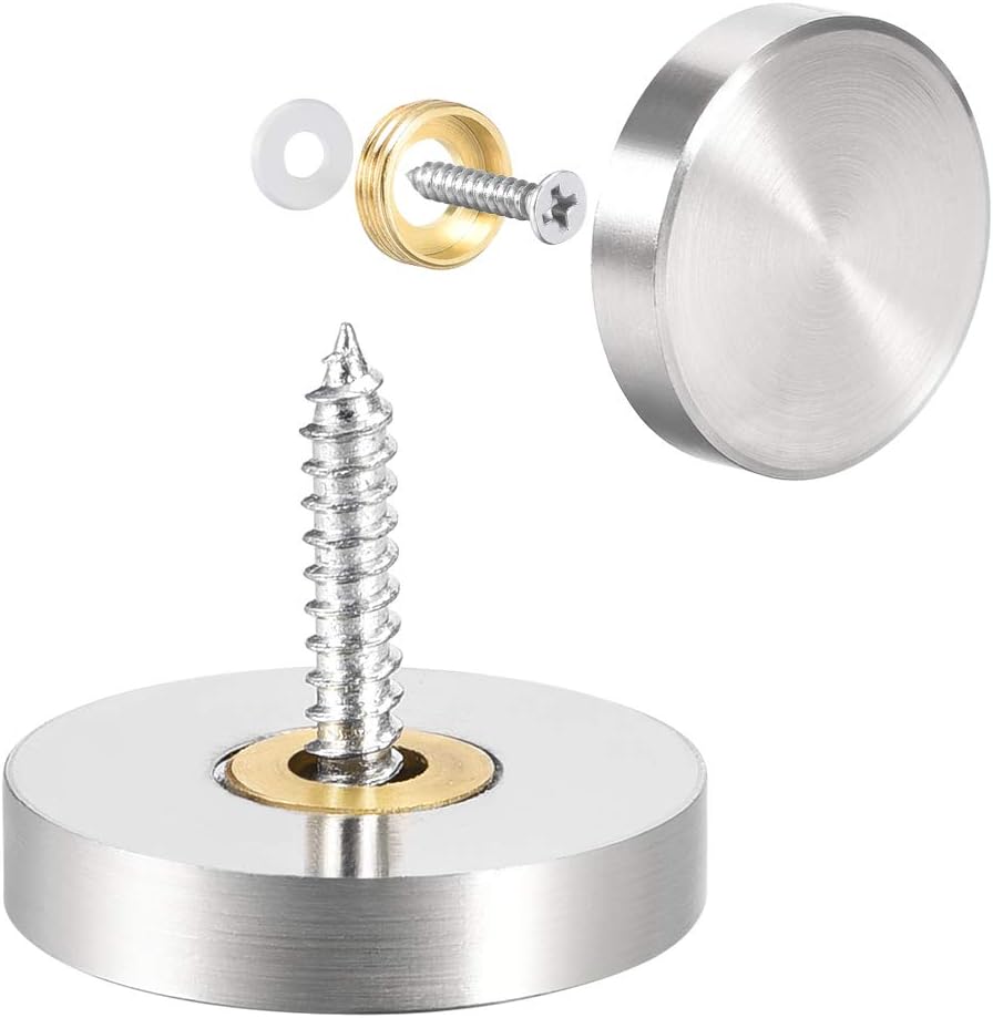 Mirror Screws Decorative Caps Cover Nails Brushed Stainless Steel 25mm 4pcs