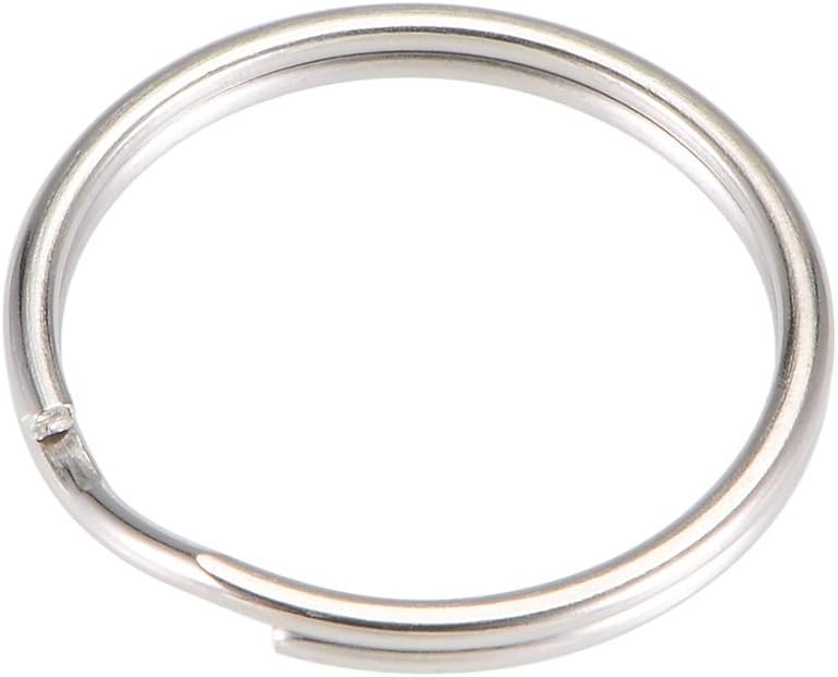 LinkMejor Split Key Ring 20mm Open Jump Connector for Lanyard Zipper Handbag, Nickel Plated Iron, Pack of 50