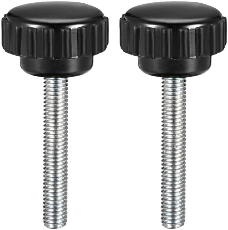 M5 x 35mm Metric Male Thread Knurled Clamping Knobs Grip Thumb Screw on Type Hand Clamping Handle Bolt with Plastic Knobs Black 2 Pcs