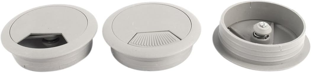 Round Plastic Computer Desk Grommet Cable Hole Cover 3Pcs Gray