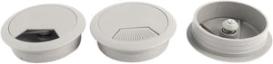Round Plastic Computer Desk Grommet Cable Hole Cover 3Pcs Gray