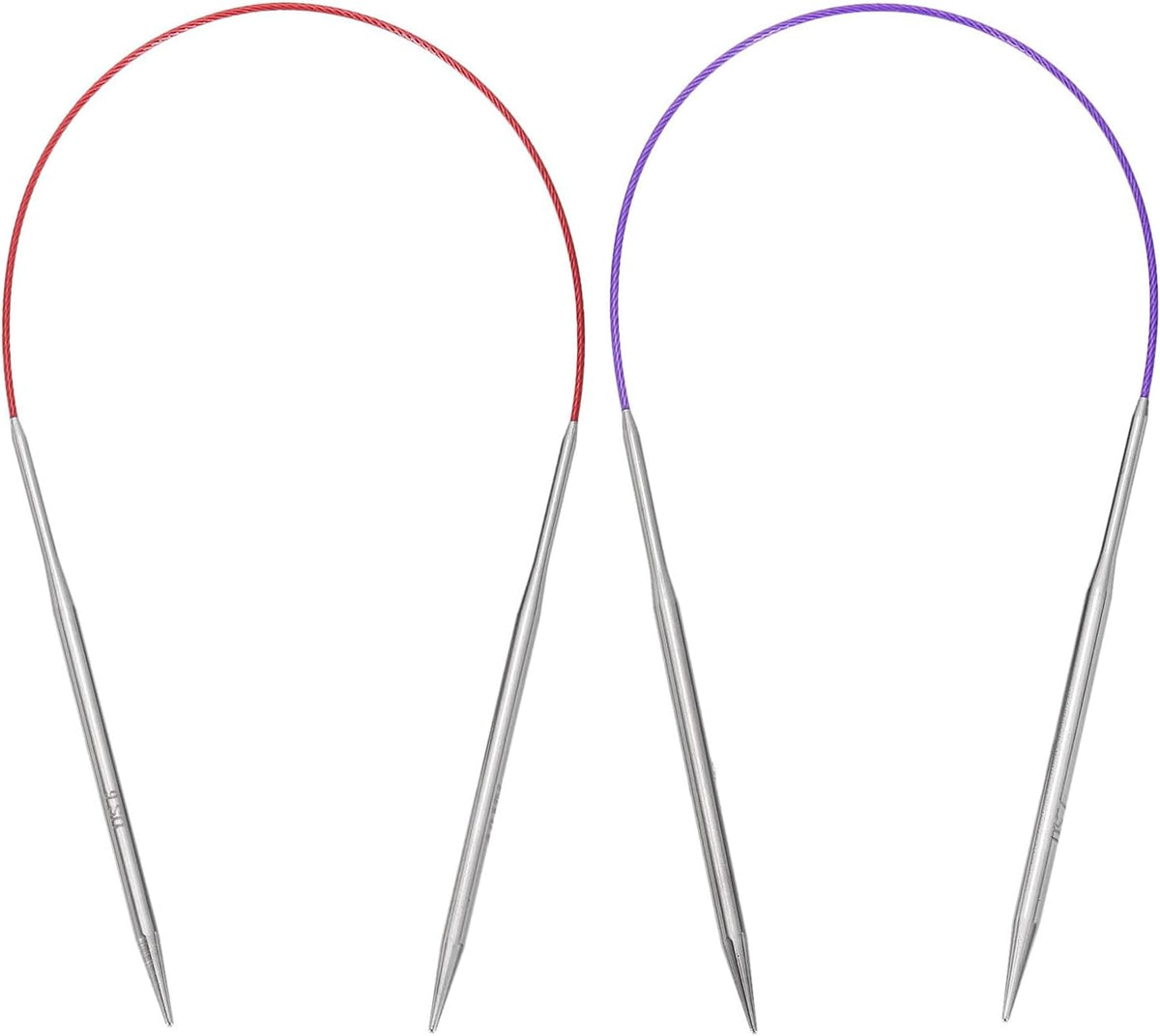 Size US 6/7 (4/4.5mm) Knitting Needles Circular Needle 16 Inch(40cm) Round Metal Stainless Steel Needle for Handmade Projects DIY Knitting Red/Purple