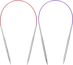 Size US 6/7 (4/4.5mm) Knitting Needles Circular Needle 16 Inch(40cm) Round Metal Stainless Steel Needle for Handmade Projects DIY Knitting Red/Purple